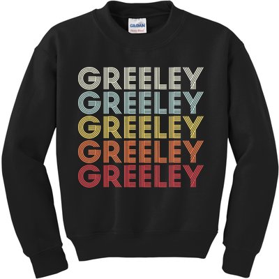 Greeley Colorado CO Varsity Style White Text Kids Sweatshirt