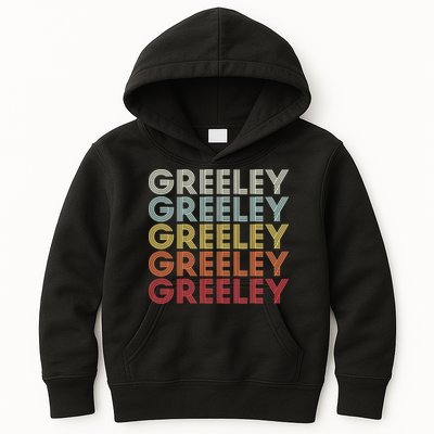 Greeley Colorado CO Varsity Style White Text Kids Hoodie
