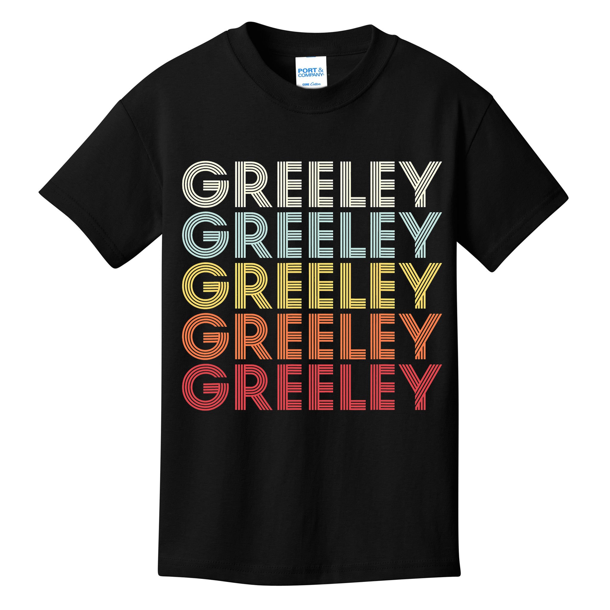 Greeley Colorado CO Varsity Style White Text Kids T-Shirt