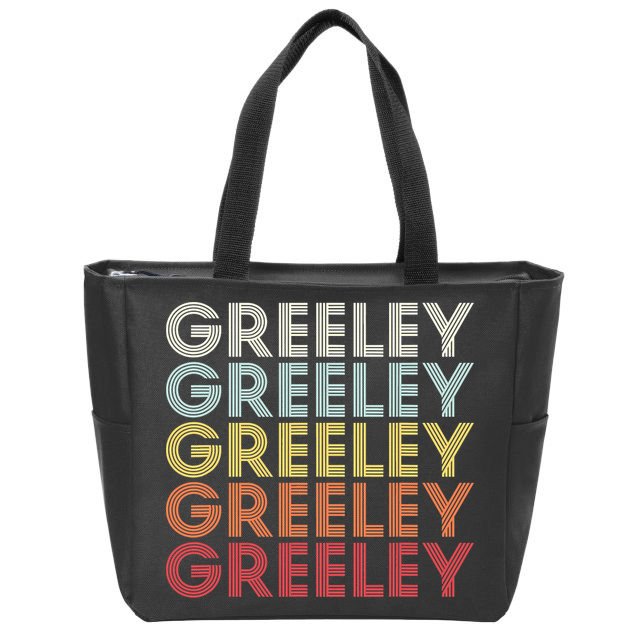 Greeley Colorado CO Varsity Style White Text Zip Tote Bag