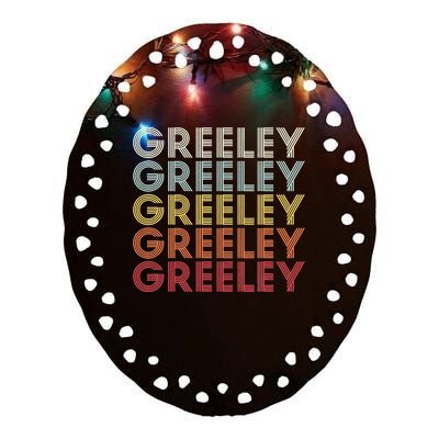 Greeley Colorado CO Varsity Style White Text Ceramic Oval Ornament