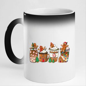 Gingerbread Cookie Christmas Coffee Cups Latte Drink Outfit 11oz Black Color Changing Mug