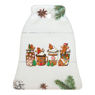 Gingerbread Cookie Christmas Coffee Cups Latte Drink Outfit Ceramic Bell Ornament