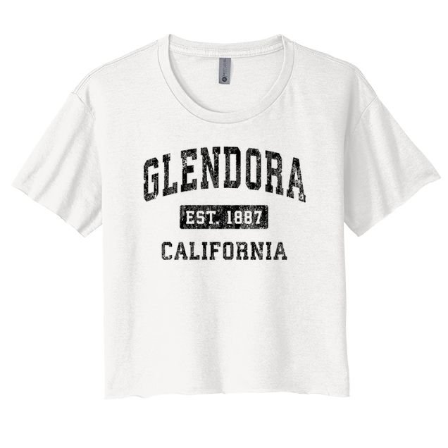 Glendora California CA Vintage Established Sports Crop Top