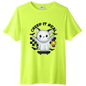 Ghost Cat Creep It Real Skateboarding Ghost Retro Halloween Gift Tall Fusion ChromaSoft Performance T-Shirt