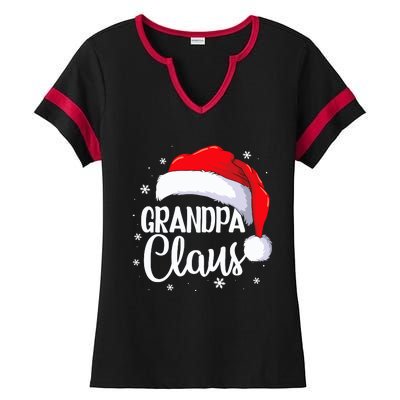 Grandpa Claus Christmas Family Pajama Santa Hat Dad Xmas Ladies Halftime Notch Neck Tee