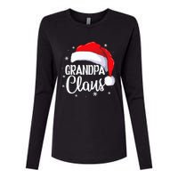 Grandpa Claus Christmas Family Pajama Santa Hat Dad Xmas Womens Cotton Relaxed Long Sleeve T-Shirt