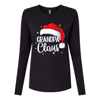 Grandpa Claus Christmas Family Pajama Santa Hat Dad Xmas Womens Cotton Relaxed Long Sleeve T-Shirt