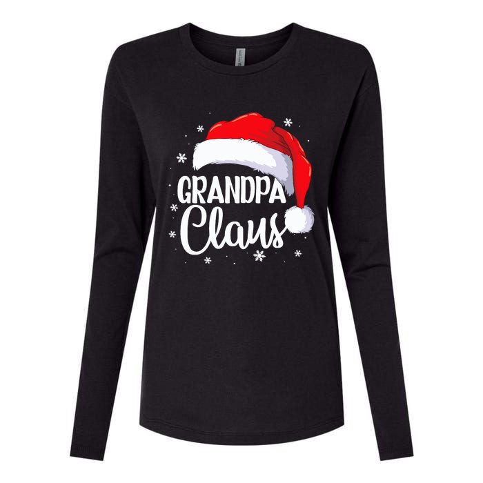 Grandpa Claus Christmas Family Pajama Santa Hat Dad Xmas Womens Cotton Relaxed Long Sleeve T-Shirt