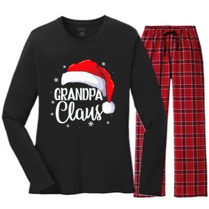 Grandpa Claus Christmas Family Pajama Santa Hat Dad Xmas Women's Long Sleeve Flannel Pajama Set 