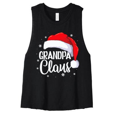 Grandpa Claus Christmas Family Pajama Santa Hat Dad Xmas Women's Racerback Cropped Tank