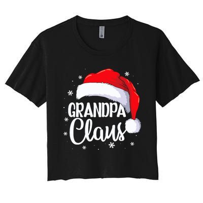 Grandpa Claus Christmas Family Pajama Santa Hat Dad Xmas Women's Crop Top Tee