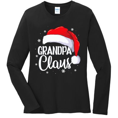 Grandpa Claus Christmas Family Pajama Santa Hat Dad Xmas Ladies Long Sleeve Shirt