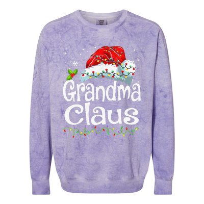 Grandma Claus Christmas Lights Family Matching Pajama Colorblast Crewneck Sweatshirt