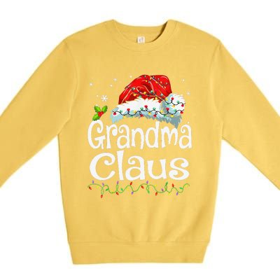 Grandma Claus Christmas Lights Family Matching Pajama Premium Crewneck Sweatshirt