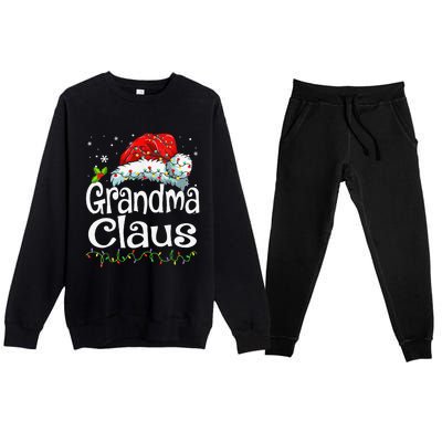 Grandma Claus Christmas Lights Family Matching Pajama Premium Crewneck Sweatsuit Set