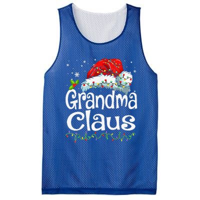 Grandma Claus Christmas Lights Family Matching Pajama Mesh Reversible Basketball Jersey Tank