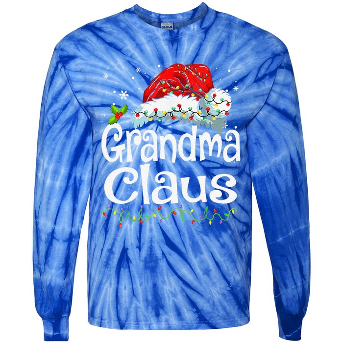 Grandma Claus Christmas Lights Family Matching Pajama Tie-Dye Long Sleeve Shirt