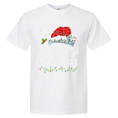 Grandma Claus Christmas Lights Family Matching Pajama Garment-Dyed Heavyweight T-Shirt