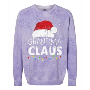 Grandma Claus Christmas Lights Matching Family Xmas Pajama Colorblast Crewneck Sweatshirt