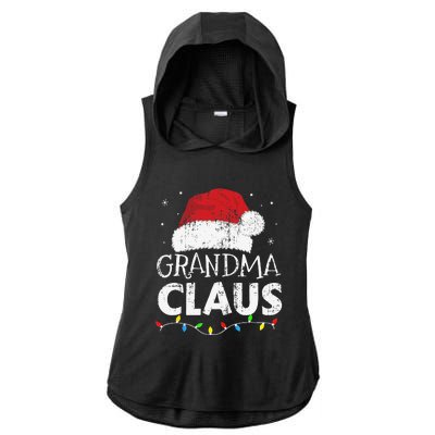 Grandma Claus Christmas Lights Matching Family Xmas Pajama Ladies PosiCharge Tri-Blend Wicking Draft Hoodie Tank