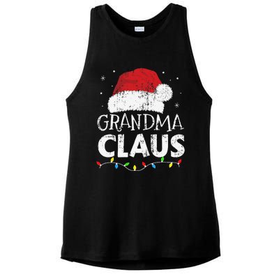 Grandma Claus Christmas Lights Matching Family Xmas Pajama Ladies PosiCharge Tri-Blend Wicking Tank