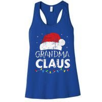 Grandma Claus Christmas Lights Matching Family Xmas Pajama Women's Racerback Tank