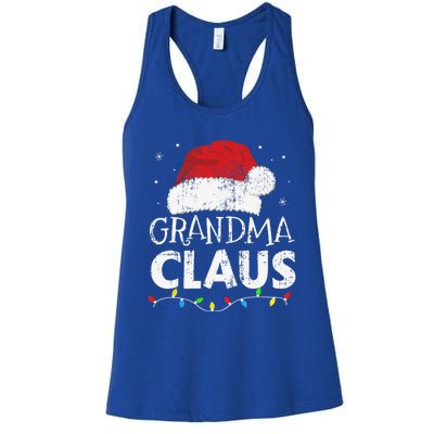 Grandma Claus Christmas Lights Matching Family Xmas Pajama Women's Racerback Tank