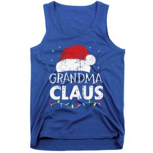 Grandma Claus Christmas Lights Matching Family Xmas Pajama Tank Top