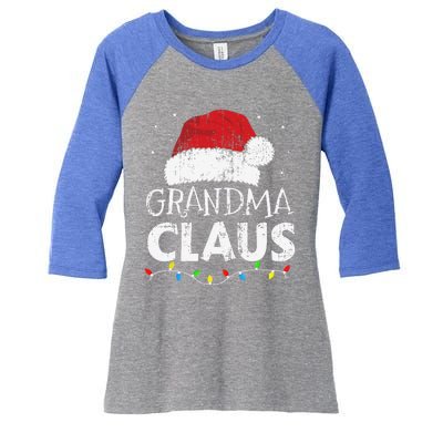 Grandma Claus Christmas Lights Matching Family Xmas Pajama Women's Tri-Blend 3/4-Sleeve Raglan Shirt