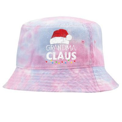 Grandma Claus Christmas Lights Matching Family Xmas Pajama Tie-Dyed Bucket Hat