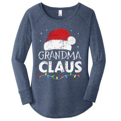 Grandma Claus Christmas Lights Matching Family Xmas Pajama Women's Perfect Tri Tunic Long Sleeve Shirt