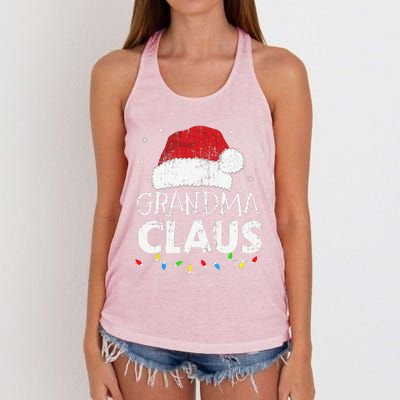 Grandma Claus Christmas Lights Matching Family Xmas Pajama Women's Knotted Racerback Tank