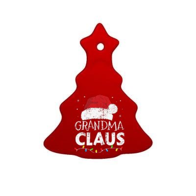 Grandma Claus Christmas Lights Matching Family Xmas Pajama Ceramic Tree Ornament