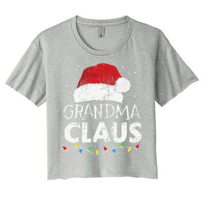 Grandma Claus Christmas Lights Matching Family Xmas Pajama Women's Crop Top Tee