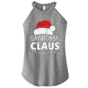 Grandma Claus Christmas Lights Matching Family Xmas Pajama Women's Perfect Tri Rocker Tank