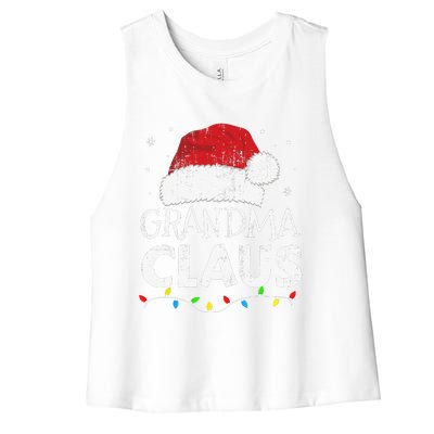 Grandma Claus Christmas Lights Matching Family Xmas Pajama Women's Racerback Cropped Tank