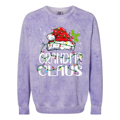 Grandma Claus Christmas Lights Pajama Family Matching Colorblast Crewneck Sweatshirt