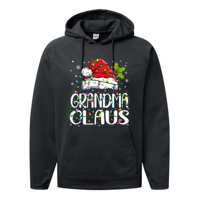 Grandma Claus Christmas Lights Pajama Family Matching Performance Fleece Hoodie