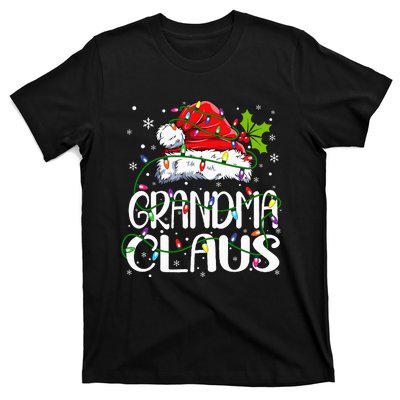 Grandma Claus Christmas Lights Pajama Family Matching T-Shirt