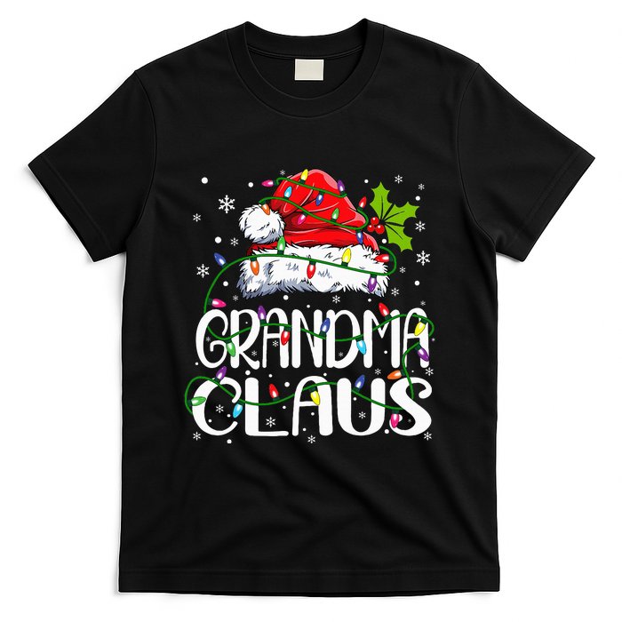 Grandma Claus Christmas Lights Pajama Family Matching T-Shirt