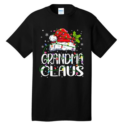 Grandma Claus Christmas Lights Pajama Family Matching Tall T-Shirt