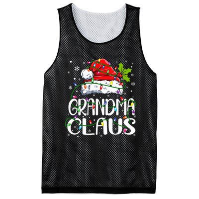 Grandma Claus Christmas Lights Pajama Family Matching Mesh Reversible Basketball Jersey Tank