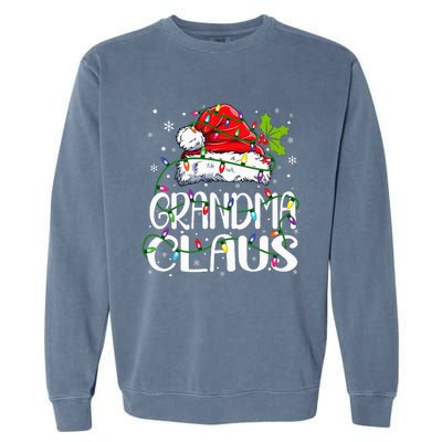 Grandma Claus Christmas Lights Pajama Family Matching Garment-Dyed Sweatshirt