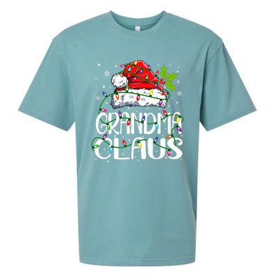 Grandma Claus Christmas Lights Pajama Family Matching Sueded Cloud Jersey T-Shirt