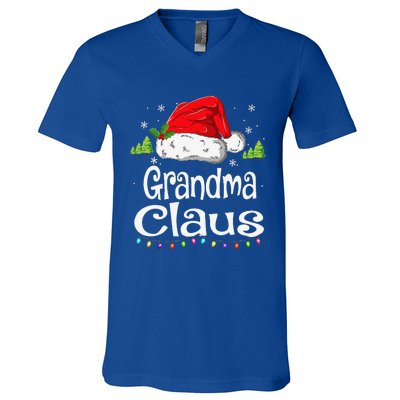 Grandma Claus Christmas Pajama Family Matching Xmas V-Neck T-Shirt