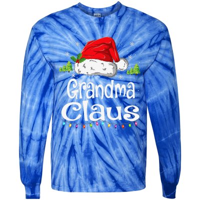 Grandma Claus Christmas Pajama Family Matching Xmas Tie-Dye Long Sleeve Shirt