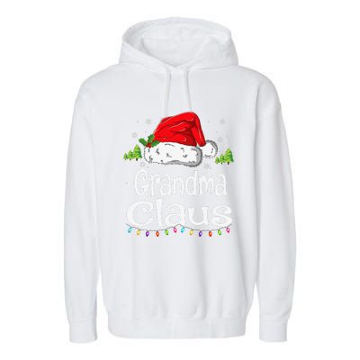 Grandma Claus Christmas Pajama Family Matching Xmas Garment-Dyed Fleece Hoodie