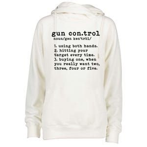 Gun Control Definition Funny Gun Owner Saying 2nd Amendment Womens Funnel Neck Pullover Hood