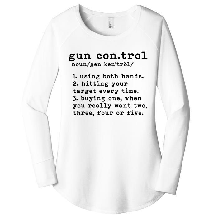 Gun Control Definition Funny Gun Owner Saying 2nd Amendment Women's Perfect Tri Tunic Long Sleeve Shirt